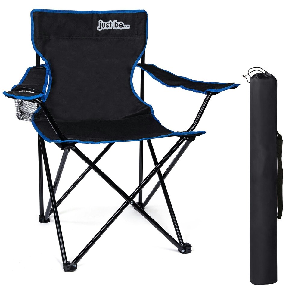 image 1 of just be... Camping Chair Black with Blue trim