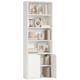 image 1 of HOMCOM 6-Tier Tall Bookcase, Bookshelf with 4 Open Shelves and Double Door Storage Cabinet, Freestanding Display Rack for Living Room, Bedroom, Home Office, Study, 59 x 29 x 180cm, White