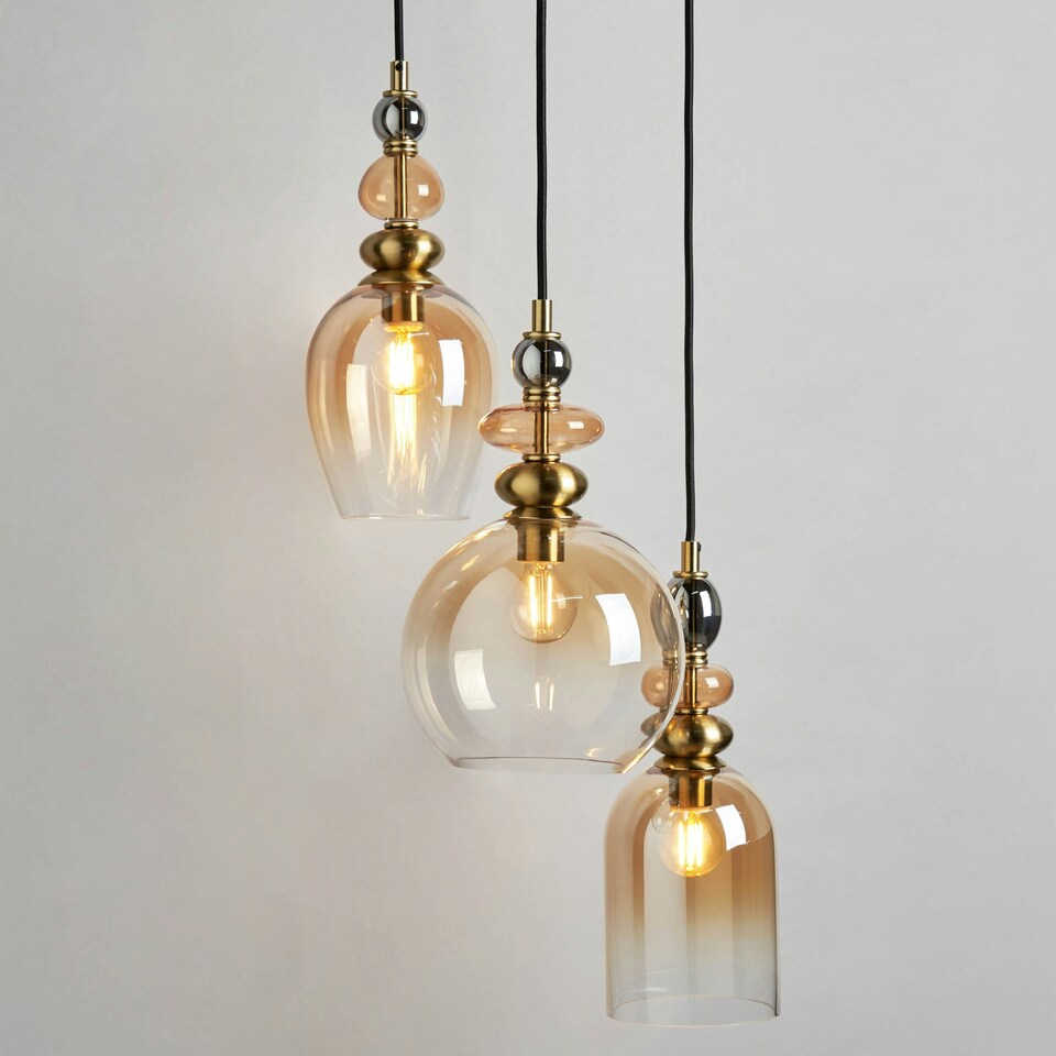 image 1 of BHS Seline 3 Light Cluster Ceiling Pendant, Satin Brass