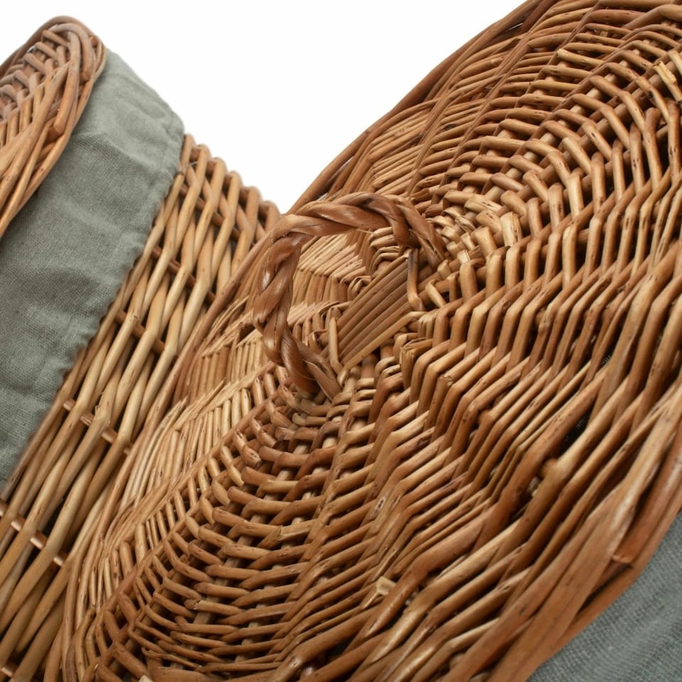 image 1 of Small Light Steamed Wicker Round Linen Basket with Grey Sage Lining Grey | Grey