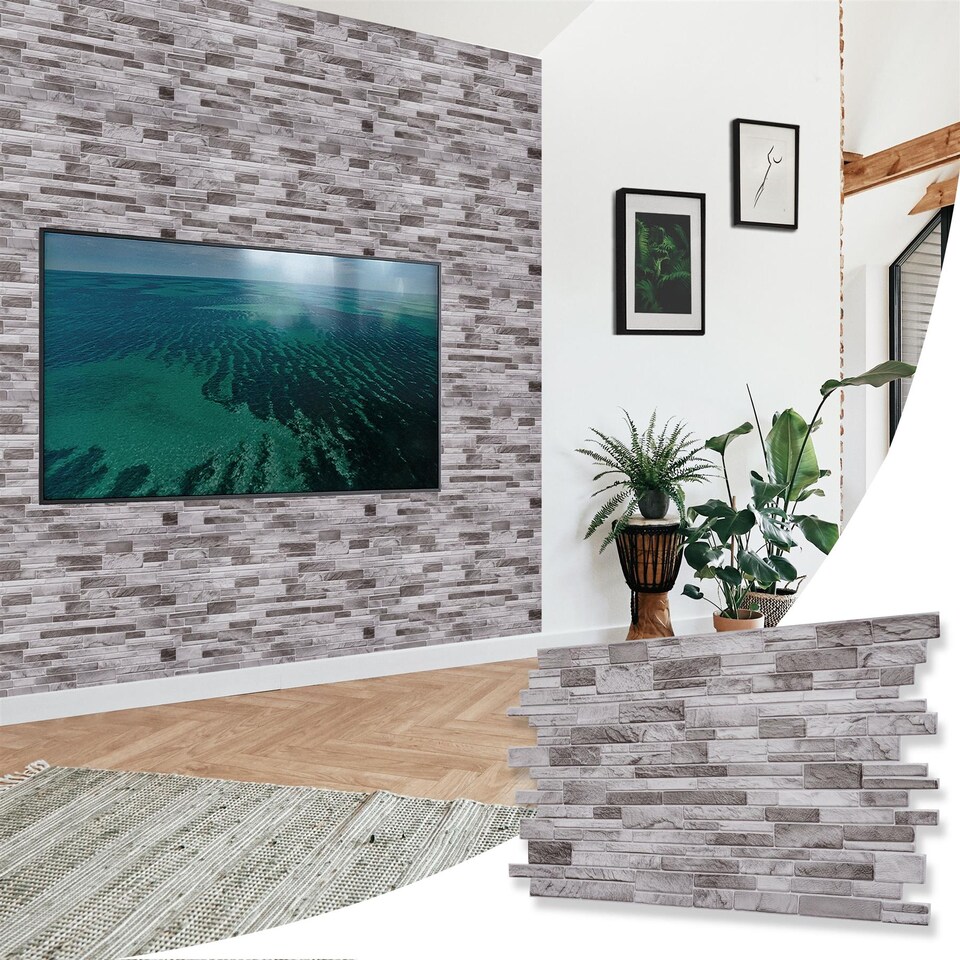 image 1 of NOVECRAFTO Brick Effect 3D Wall Panels (96cm x 48cm) DIY Decorative PVC Plastic Cladding Panels