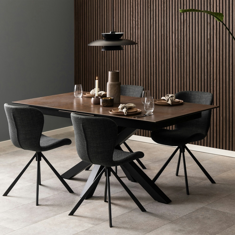 image 1 of Heaven Extendable Dining Table with Ceramic Rusty Brown Top 168cm
