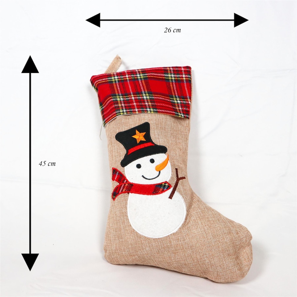 image 1 of Snowman Design Christmas Stocking  Fun Character Stocking for Fireplace & Christmas Home Decor