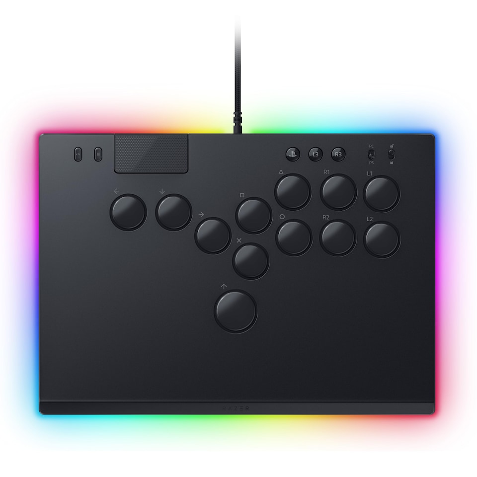Kitsune - All-Button Optical Arcade Controller for PS5 and PC (Precise Quad Movement Button Layout, Razer Low-profile Linear Optical Switches, Slim, Portable Form Factor) Black