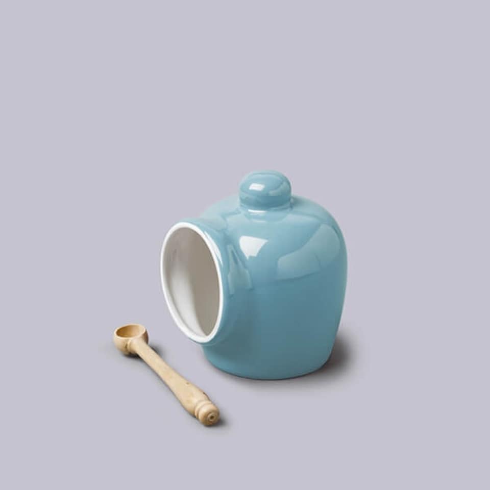 image 1 of W.M.Bartleet & Sons Traditional Salt Pig with Spoon Blue