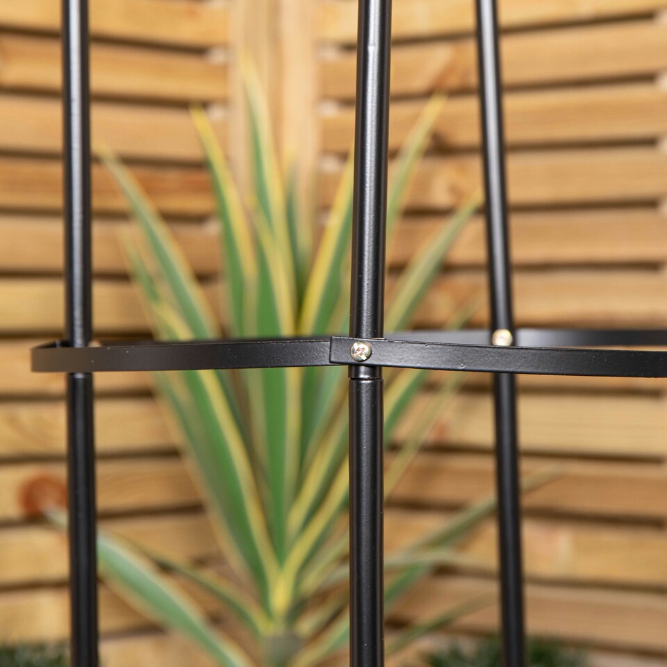 image 1 of 1.9m Metal Garden Patio Obelisk Trellis for Climbing Plants