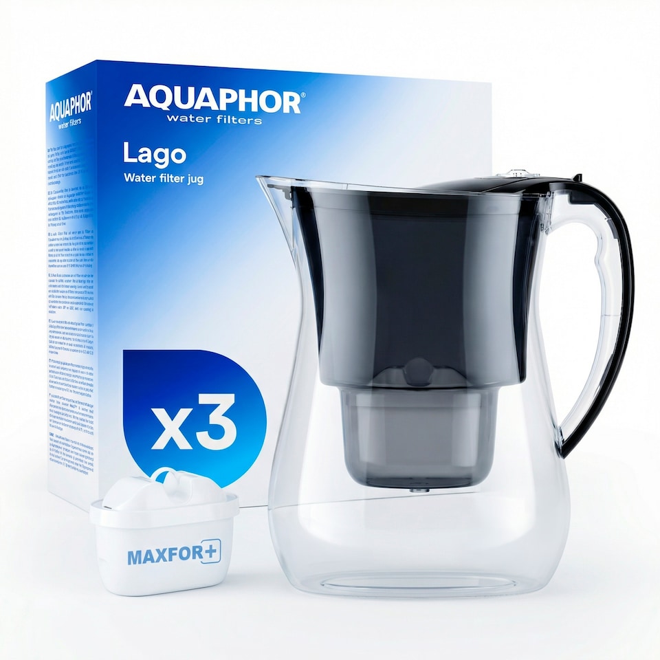image 1 of AQUAPHOR 3.8L Lago Black with 3 x 200 litre Maxfor+ Filter | Black