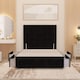 image 2 of Divan Bed Base with 4 Drawers & Plain Floor Standing Headboard Plush Velvet | Black | Black