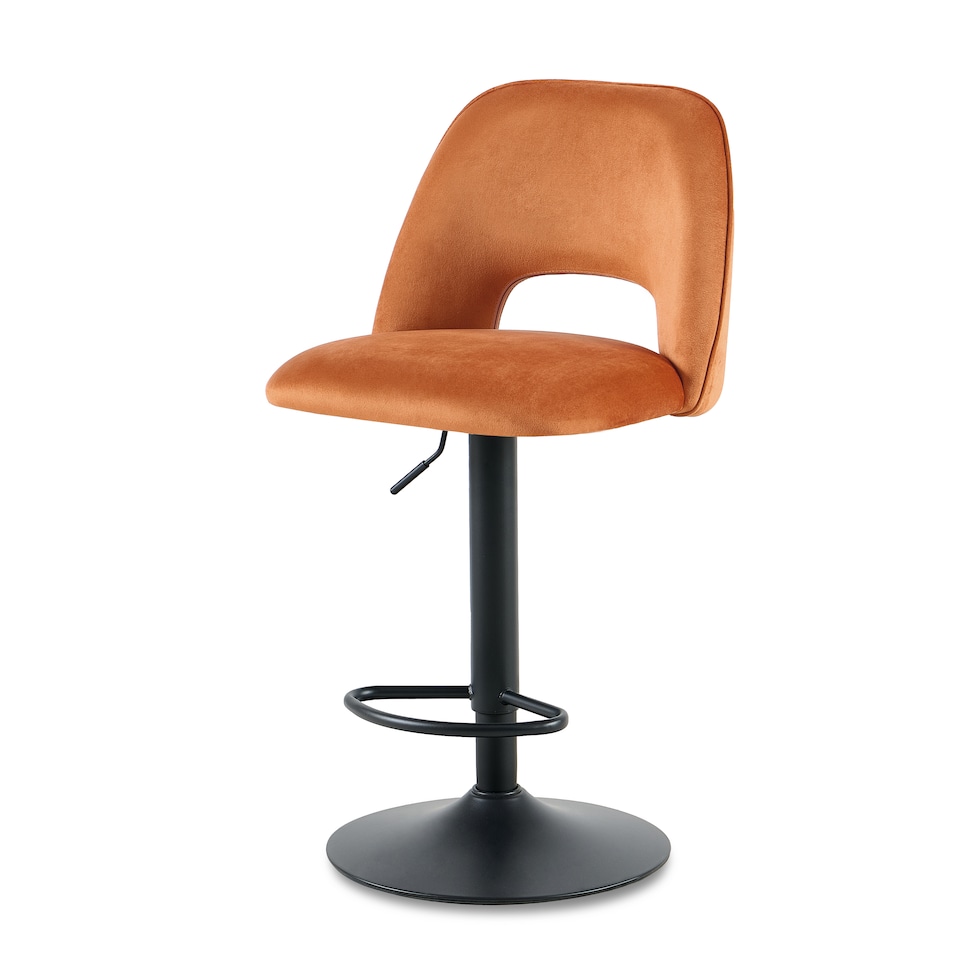 image 1 of SONARA Set of 1 Adjustable Velvet Upholstered Breakfast Bar Stools | Orange