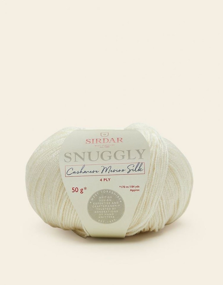 Sirdar Cream Snuggly Cashmere Merino Silk 4 Ply Yarn (Value Pack 10 x 50g Balls) For Crochet, Knitting - 170m per ball