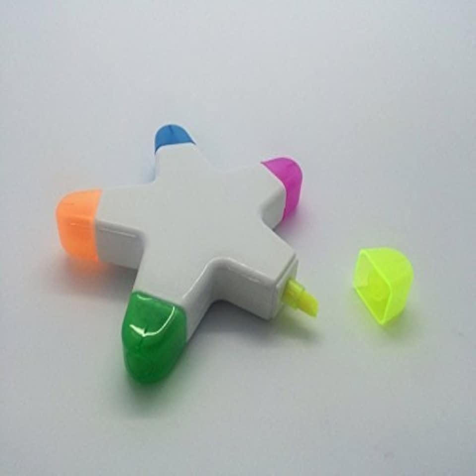 image 1 of 12 x 5in1 Starfish Design Highlighter Pens (Yellow,Blue,Green,Orange,Pink)