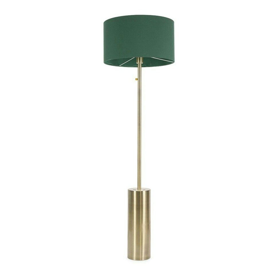 image 1 of ValueLights Lexy Antique Brass Rotary Dimmer Switch Floor Lamp with Forest Green Drum Shade