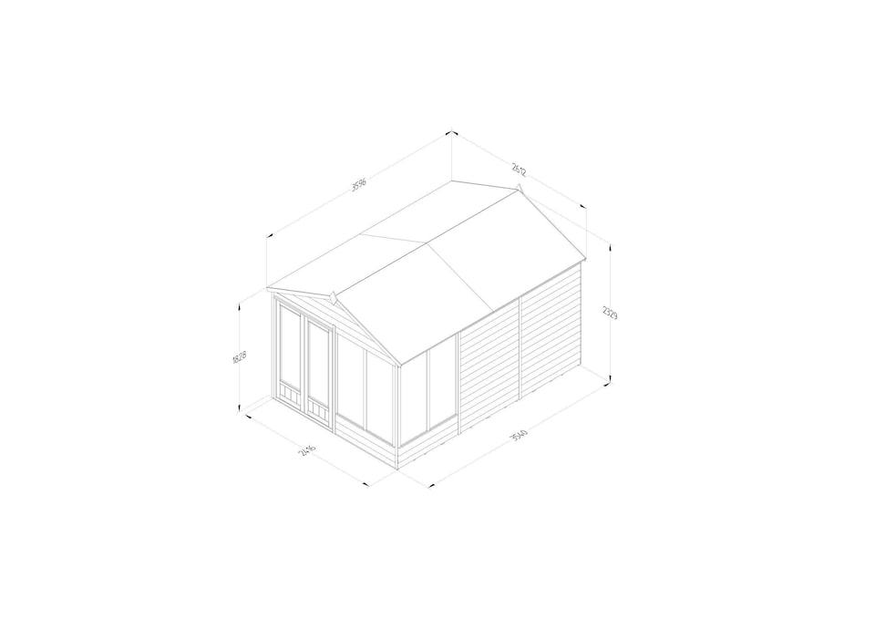 image 1 of Forest Garden 4LIFE Apex Summerhouse 8x12 - Double Door - 6 Window