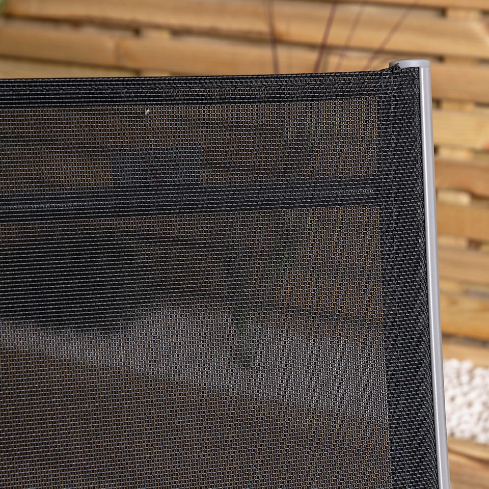 image 1 of 2 x Multi Position High Back Reclining Garden / Outdoor Folding Chair in Black and Silver | Multi | Silver/Black