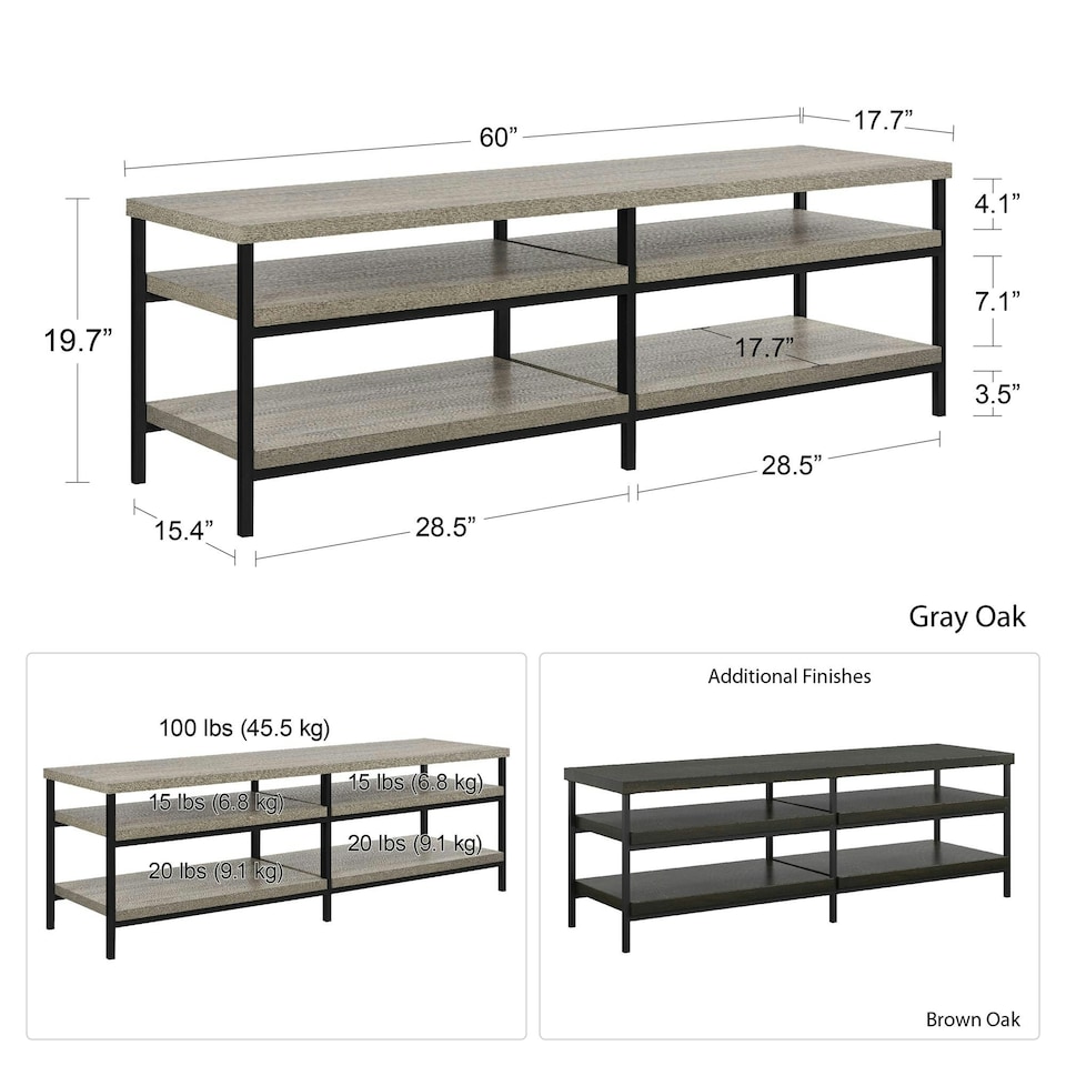 image 1 of Elmwood TV-Stand Distressed Grey Oak Grey | Distressed Grey Oak