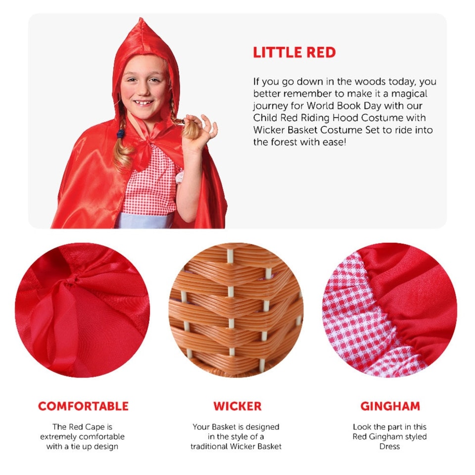 image 1 of Little Red Riding Hood Costume, Dog Toy & Basket Red | L