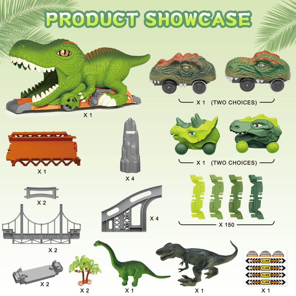 image 1 of Dinosaur Track Playset - Flexible Racing Track with Dinosaur Tunnel & Figures for Kids