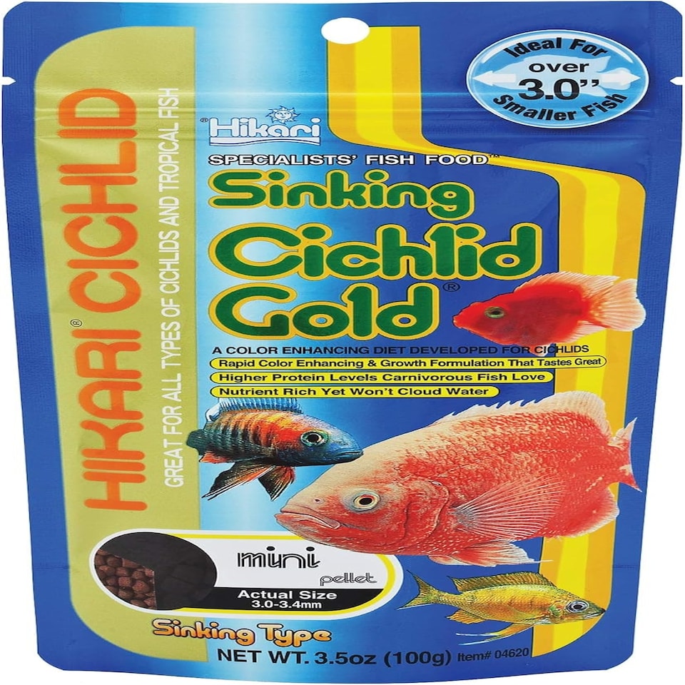 image 1 of Hikari 3.5-Ounce Sinking Cichlid Gold Pellets for Pets, Mini