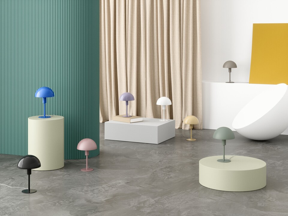 image 1 of Nordlux Ellen Indoor Table Lamp Pink Metal E14 Dome Shade - Mains Powered, IP20 | Pink | Dustrose