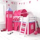image 2 of Moro Cabin Bed Midsleeper with Cotton Pink Tent, Tower & Tunnel in White