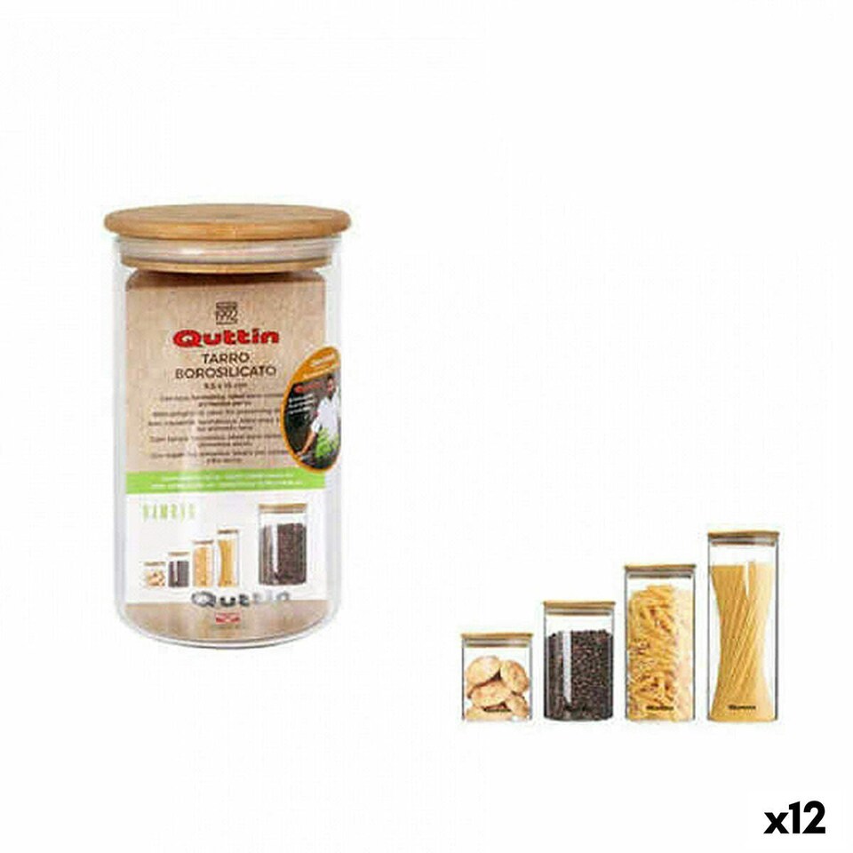 image 1 of Tin Quttin Borosilicate Glass Bamboo Silicone 850 ml 10,2 x 16,8 cm (12 Units) (9,5 x 16 cm) N/A