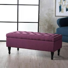 Fuchsia Fabric Ottoman Storage Bench Pink