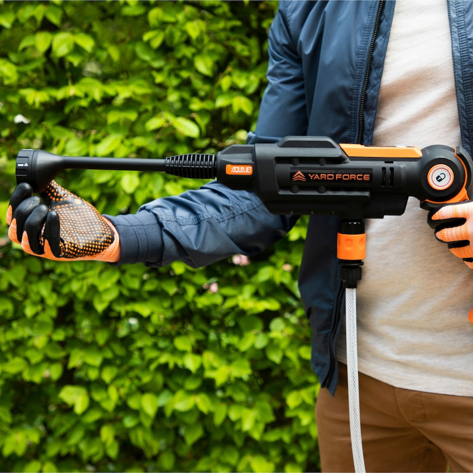 image 1 of Yard Force 20V 2.5Ah 5-in-1 Aquajet Cordless Pressure Cleaner 22 Bar Pressure 370L/h Flow Rate 6m Hose with Accessories | Black
