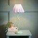 image 2 of ValueLights Wiggle Lilac Pleated Scallop Shade Moss Green Metal Table Lamp and Bulb