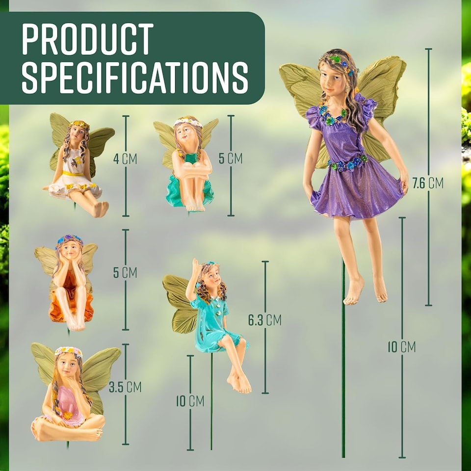 image 1 of GloBrite Set of 6 Mini Fairy Garden Ornaments Outdoor Decor