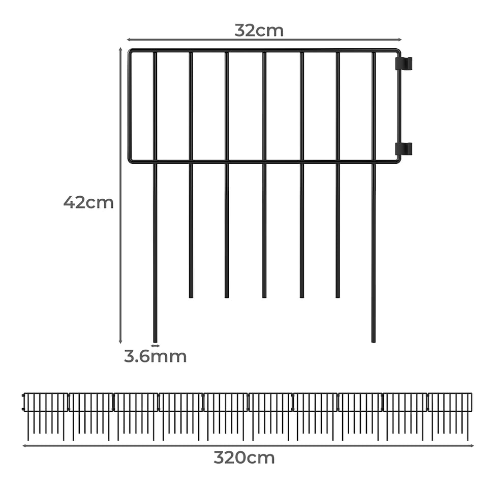 image 1 of Levede 10 Pack Metal Garden Fence Decorative Animal Barrier Outdoor Pet Border | Black