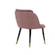 image 4 of Set of 2 Milano Velvet Dining Chairs with Stylish Ribbed Back Design, Black Metal Legs with Silver Tips | Pink | Gold End Tips