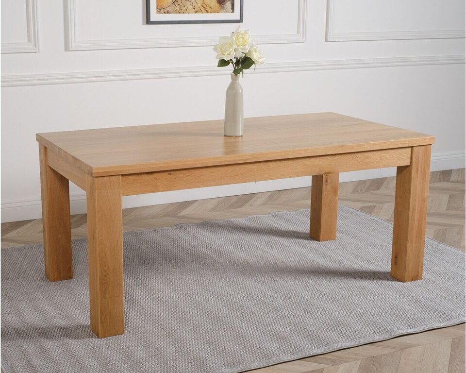 image 1 of Dakota 182 x 92cm Oak Large Dining Table and 6 Lola Fabric Chairs | Black | Black