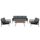 image 1 of Aluminium 4 Piece Sofa Set - Wood Effect