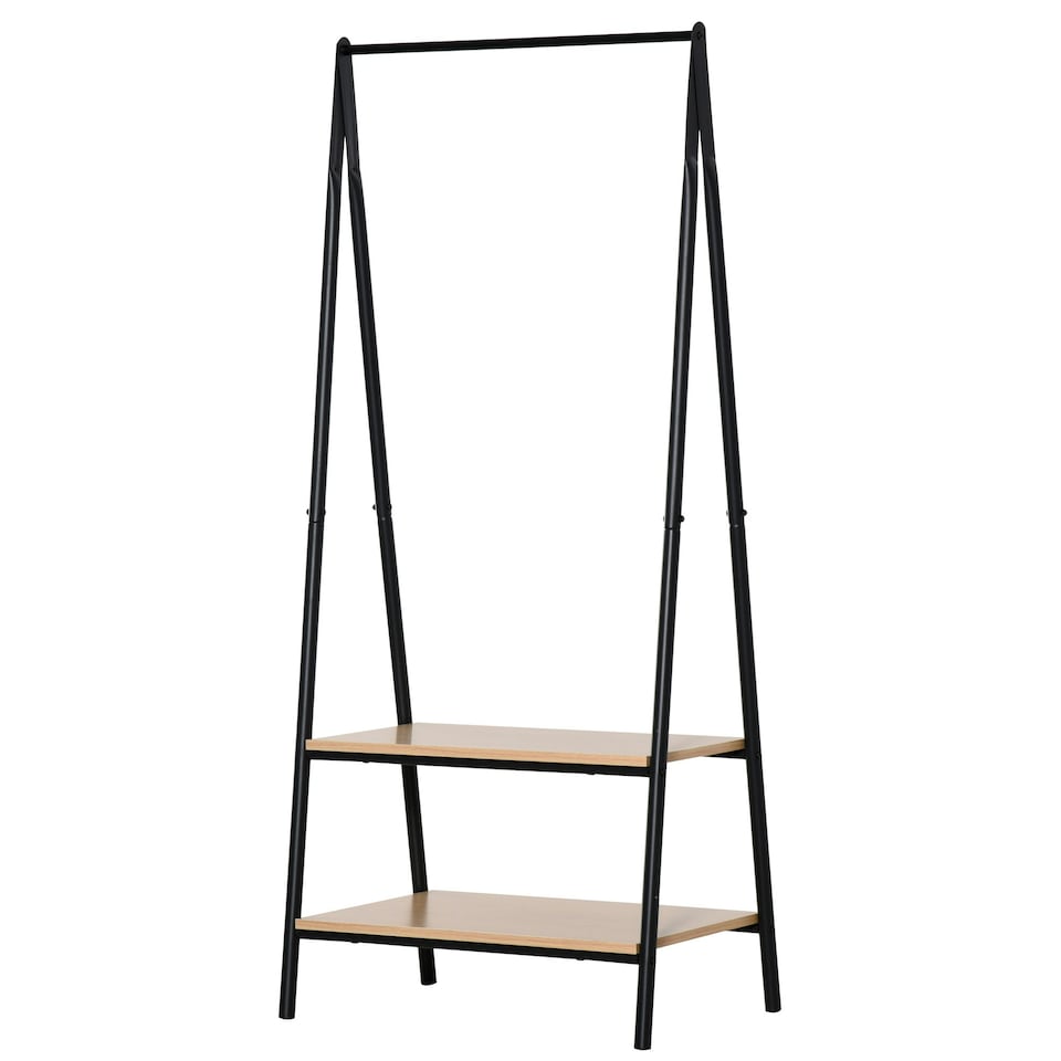 image 1 of HOMCOM 2-Tier Garment Rack Storage Shelves Metal Coat Shoes Clothes Stand