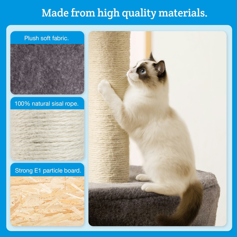 image 1 of Milo & Misty Cat Tree Multilevel with Scratching Posts 146cm