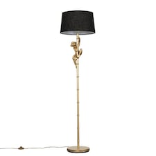 ValueLights George Monkey Gold Floor Lamp Black Shade | Black