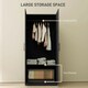 image 9 of HOMCOM Wardrobe for Bedroom, Double Wardrobe with Hanging Rail, Black