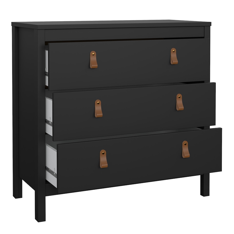 image 1 of Barcelona Chest 3 Drawers in Matt Black