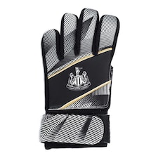 Newcastle United FC Childrens/Kids Fuse Crest Goalkeeper Gloves - Black/White - 79mm - 86mm | Black | XS