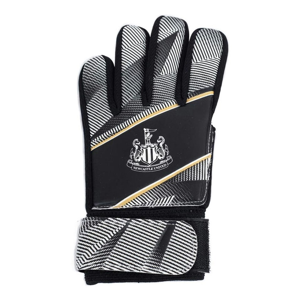 image 1 of Newcastle United FC Childrens/Kids Fuse Crest Goalkeeper Gloves - Black/White - 79mm - 86mm | Black | XS
