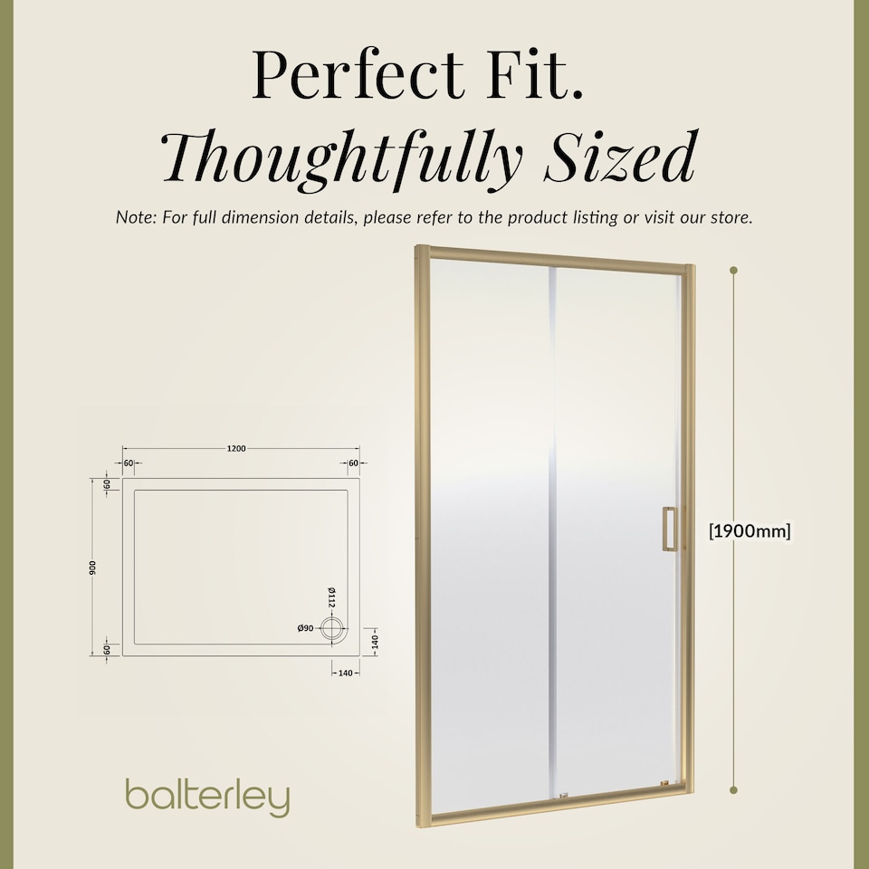 image 1 of Balterley Sliding Shower Suite with Side Panel & Shower Tray | Copper | Brushed Brass | 3