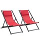 image 1 of Outsunny 2Pcs Texteline Chaise Lounge Recliner Chair Lounger Patio Red