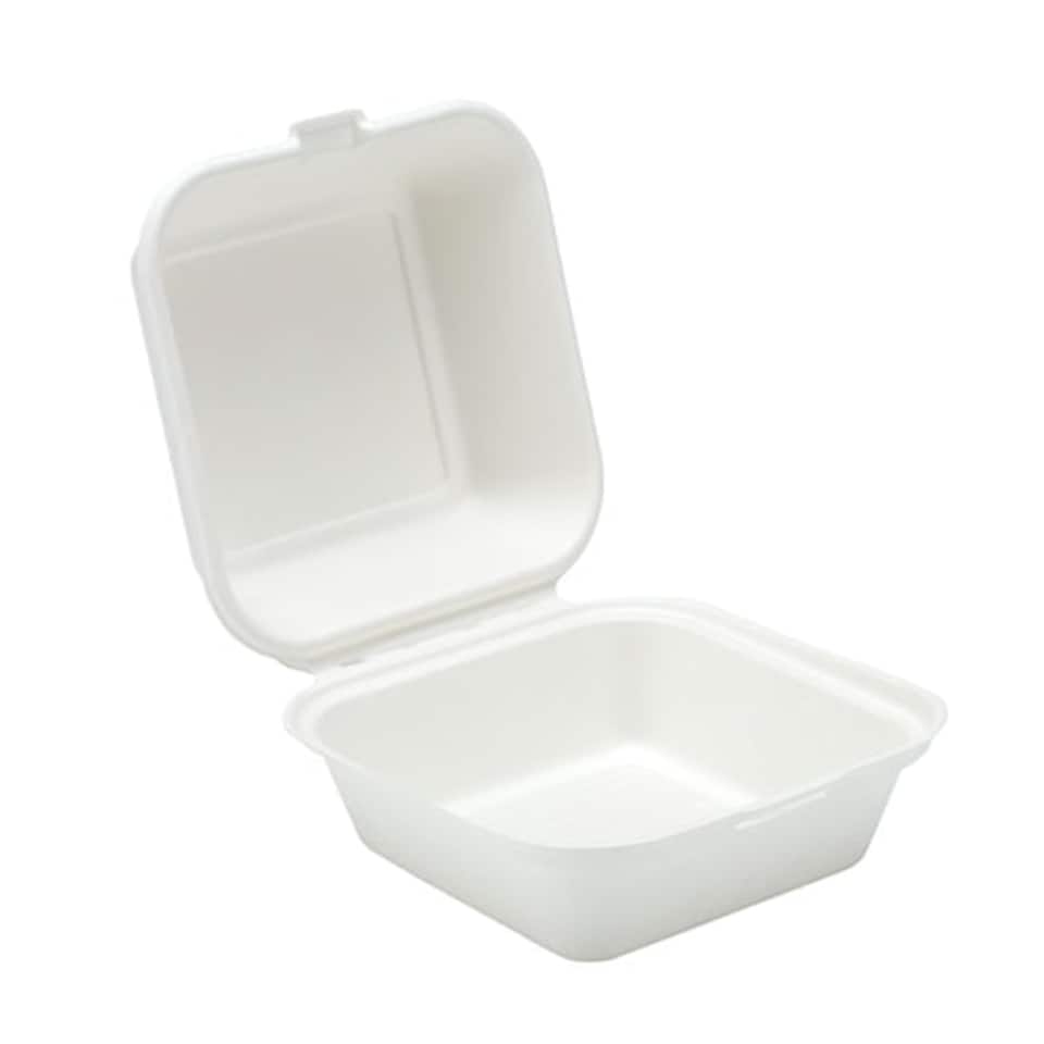 White Compostable Bagasse Takeaway Burger Box 15cm - Pack of 25