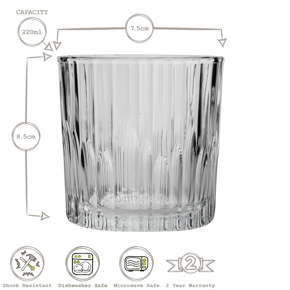 image 1 of Duralex Manhattan Vintage Whisky Glasses - 220ml - Pack of 6 | Clear | Clear