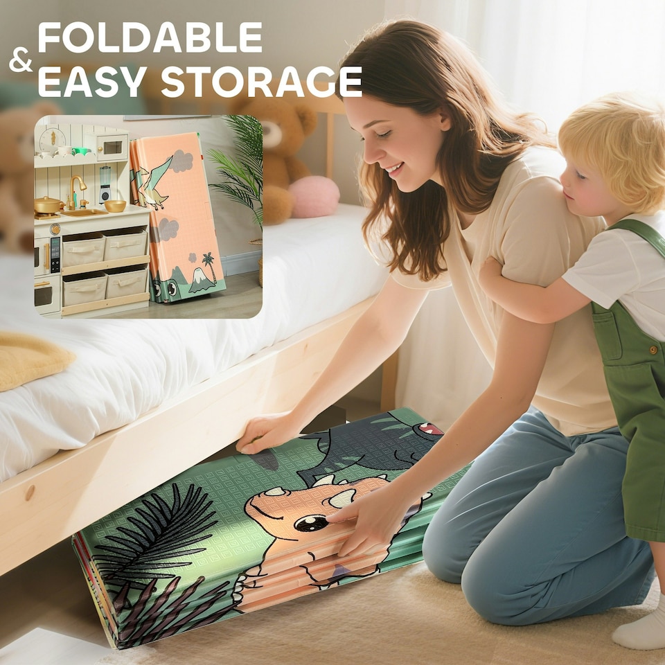 image 1 of AIYAPLAY Baby Play Mat, Foldable Activity Playmat, Dinosaur Theme