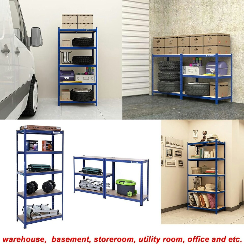 image 1 of Alivio 5 Tier Racking Shelf Heavy Duty Steel Unit  (Blue) Blue