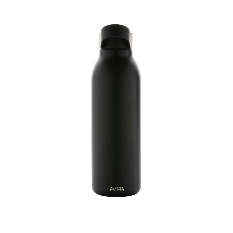image 1 of Avira Ara Flip Top Recycled Stainless Steel 500ml Water Bottle - Black - One Size Black | One Size