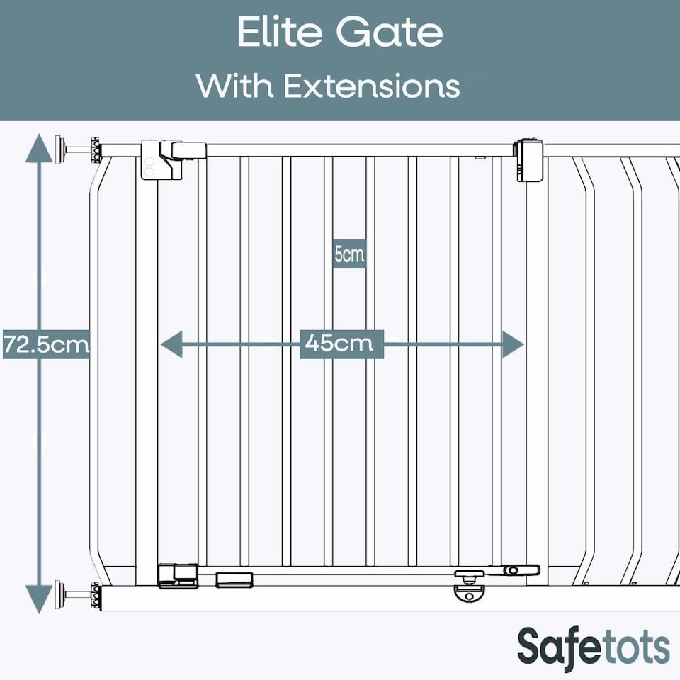 image 1 of Safetots Elite Pressure Safety Gate, 197cm - 206cm, Matt White, Pressure Fit Stair Gate, Baby Gate for Doors Hallways and Spaces, Safety Barrier, Easy Installation