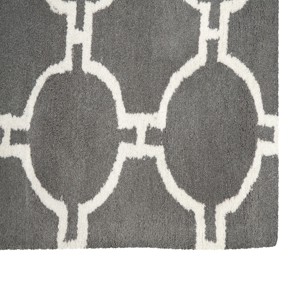 image 1 of Interiors by Premier Modern Grey & White Hand Tufted Rug, Wool & Cotton Blend Soft Decorative Floor Rug, Circle Line Pattern Rug Grey