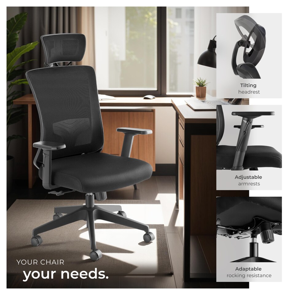 image 1 of Office Chair Phoebe - ergonomic shape, lumbar support, adjustable headrest